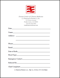 Ferrari Medical History Form